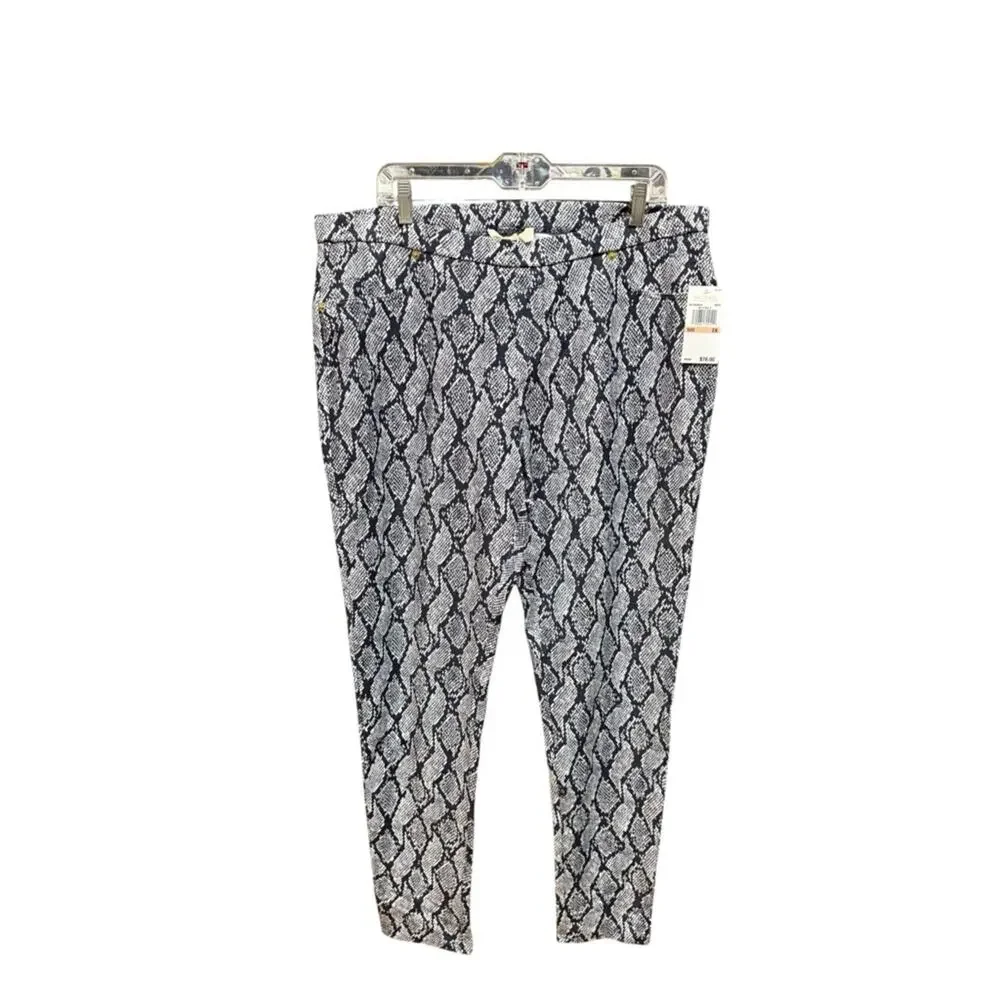 NWT Michael Kors Navy and White Snake-Print Pants 2X